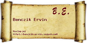 Benczik Ervin névjegykártya