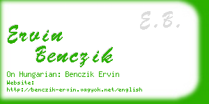 ervin benczik business card